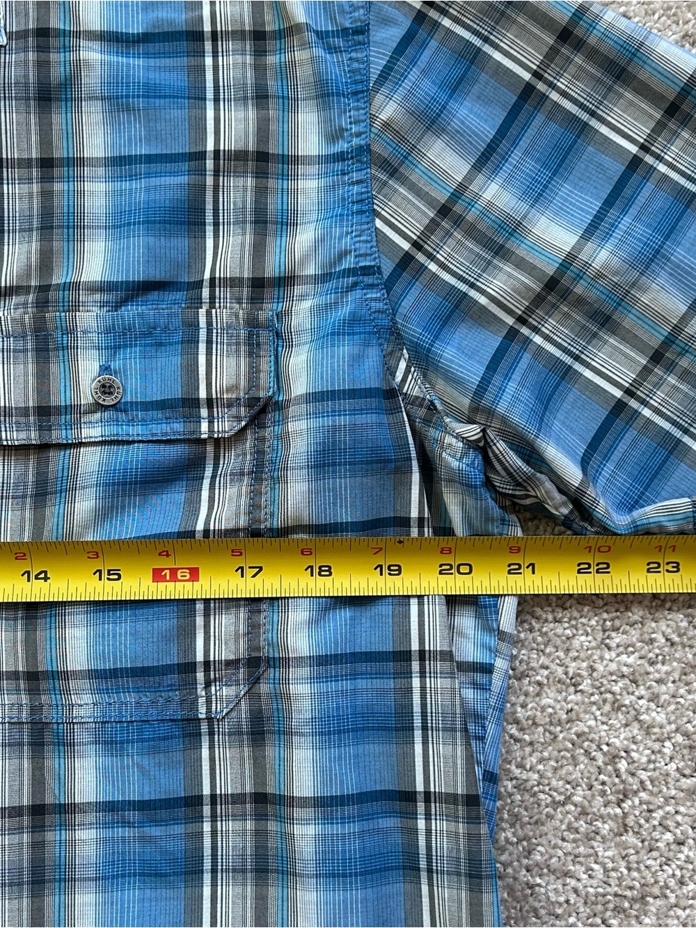 KUHL Eluxur Performance Shirt Mens Medium Blue Plaid Snap Button Hiking Gorpcore - Picture 6 of 9